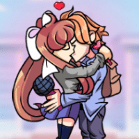 Senpai And Monika Kissing