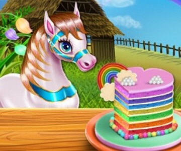 Pony Cooking Rainbow Cake